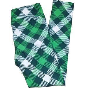 Karmen Anne Green White Checkered Plaid Yoga Waist Leggings - St. Patty's Day ☘️